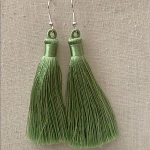 Light Green Tassel Earrings